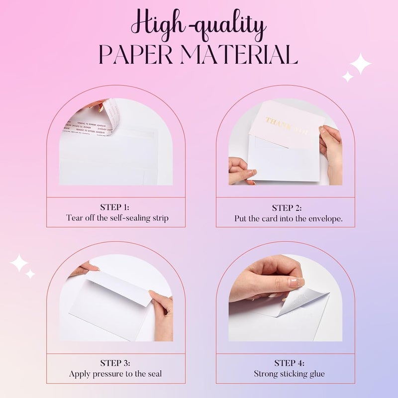 ACSTEP 100PACK A2 Envelopes White 4.375x5.75 Envelopes Self Seal for Greeting Cards, Wedding, Invitations, RSVP cards, Thank You Note Cards, Notice, and Announcements. - Image 4